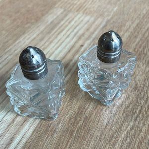 CUT CRYSTAL Vintage Leonard Miniature Salt Pepper Shakers